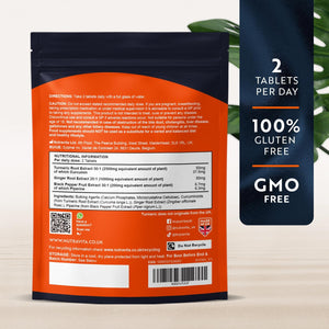 Turmeric Tablets 2500Mg with Black Pepper, Ginger & Curcumin - 180 High Strength Tumeric Supplements (3 Month Supply) - Vegan - Alternative to Capsules - Letterbox Friendly - Made in UK - Nutravita