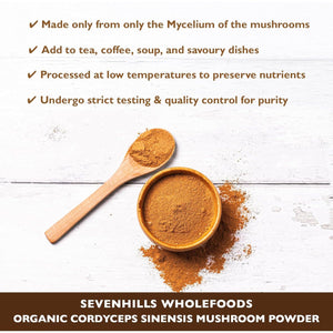 Sevenhills Wholefoods Organic Cordyceps Sinensis Mushroom Powder 200G