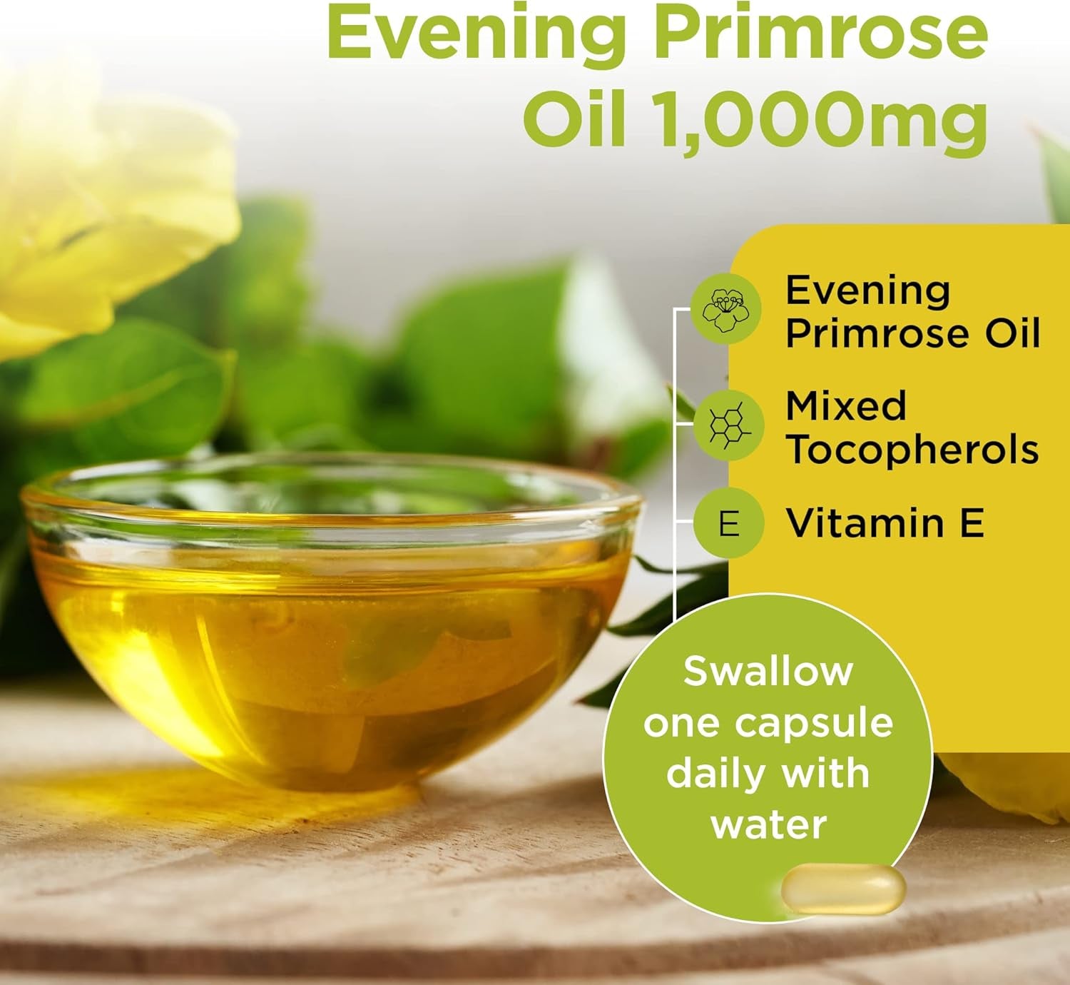 Healthspan Evening Primrose Oil | Support Women'S Health | Helps Maintain Hormonal Balance | Rich Source of Omega 6 Fatty Acids | Added Vitamin E | Vegan (90 Capsules, 1,000Mg)