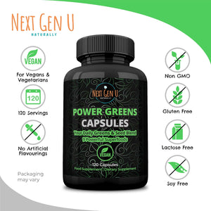 Super Green Capsule 500Mg - 120 High Strength Capsules | Plant Based Antioxidant & Immunity Support | Includes Maca,Matcha, Wheatgrass, Acai, Flaxseed