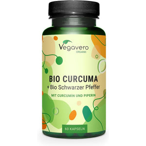 Vegavero Organic 14,200 Mg Turmeric and Black Pepper Capsules High Strength | Curcumin 152 Mg and Piperine 9,5Mg | NO Additives, Lab-Tested