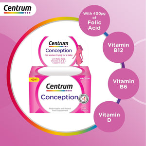 Centrum Conception Vitamins for Women, Fertility Supplements with 400_G Folic Acid, 30 Tablets
