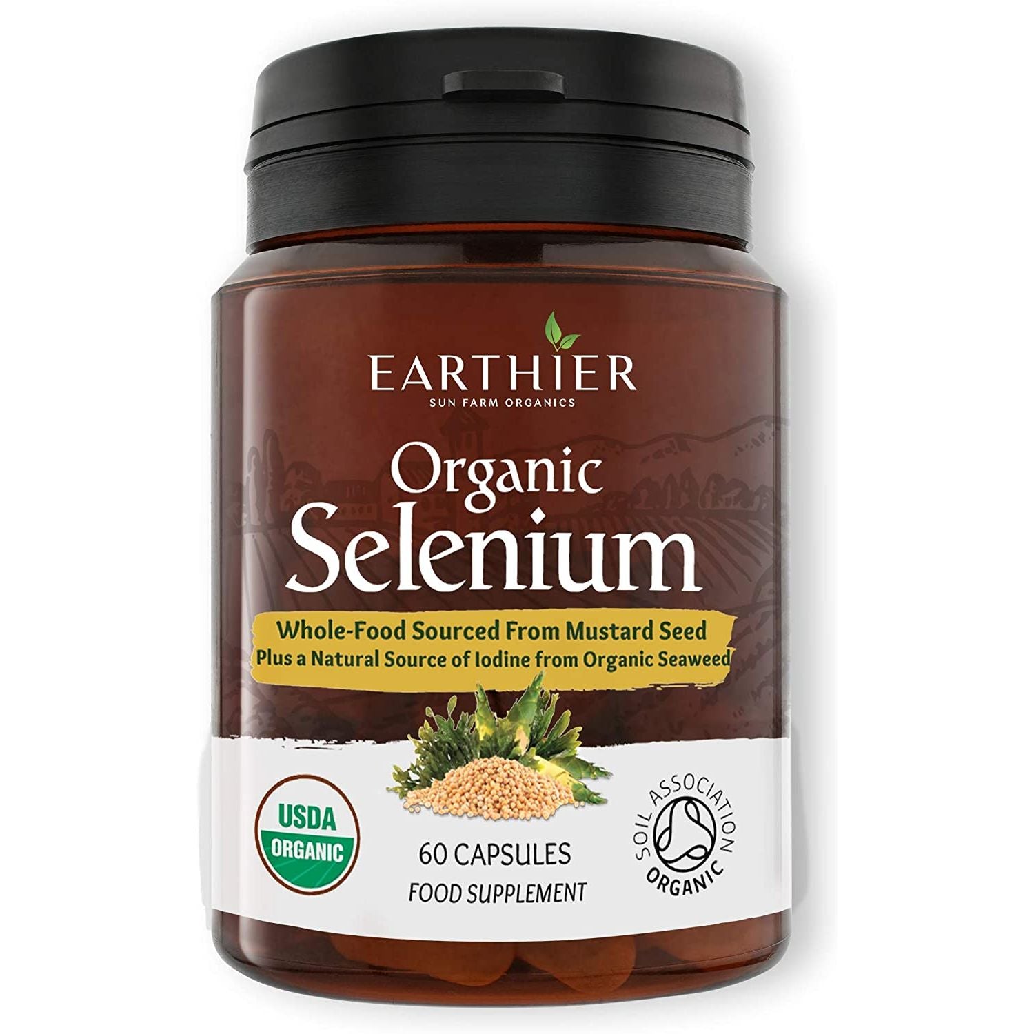Organic Selenium 200Mcg plus Iodine and Silica - Selenium Contributes to Normal Thyroid and Immune Function – 2 Month Supply - Whole Food Supplement - Certified Organic by Soil Association