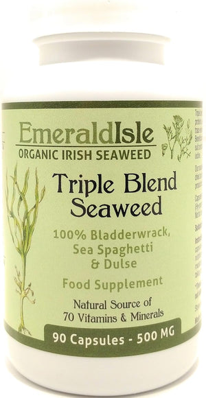 Triple Blend Seaweed Tablets 500 Mg 90 Capsules Certified Organic Harvested in North Atlantic Coast of Ireland