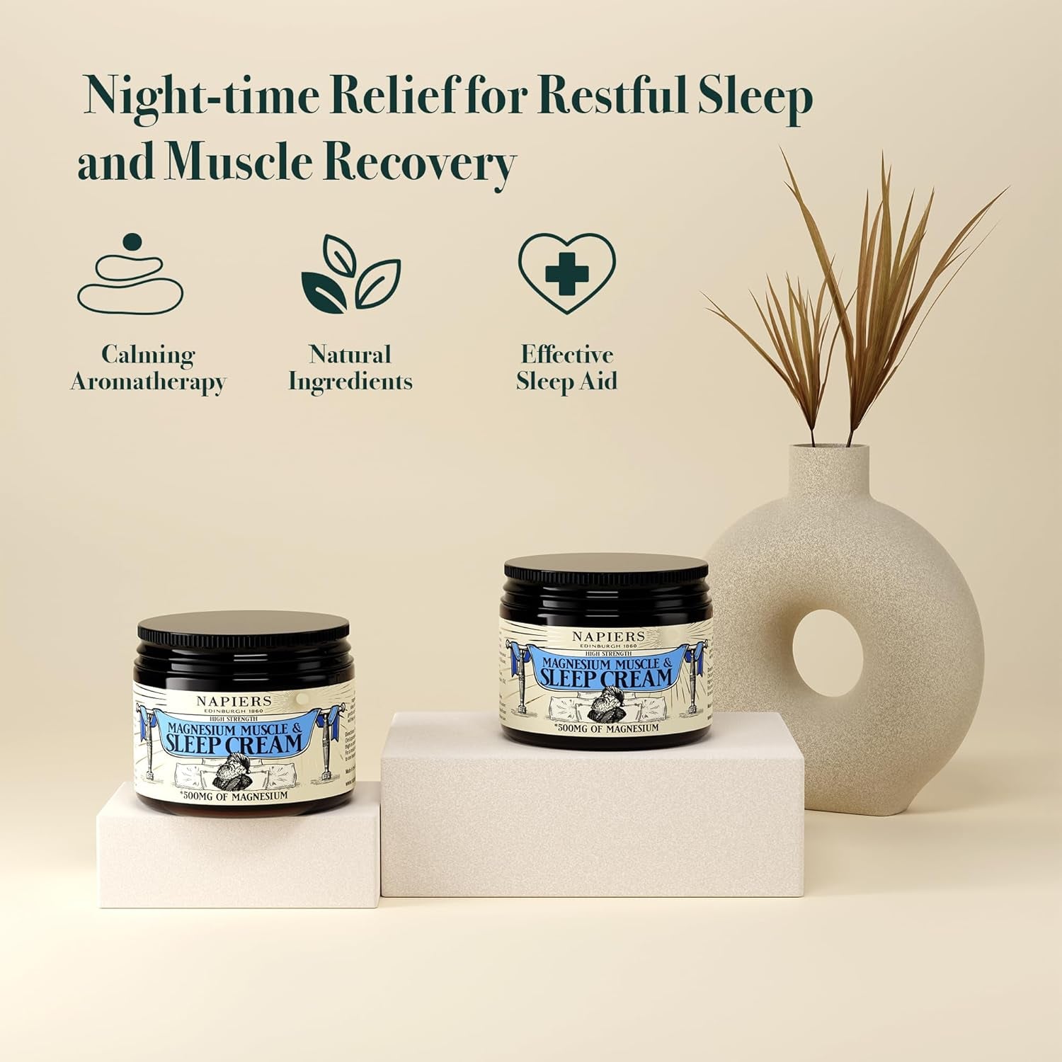 Napiers High-Strength Magnesium Muscle & Sleep Cream - 500Mg Zechstein Magnesium per 5Ml, Lavender & Ylang Ylang, Moisturising Peach Kernel Oil - 100Ml