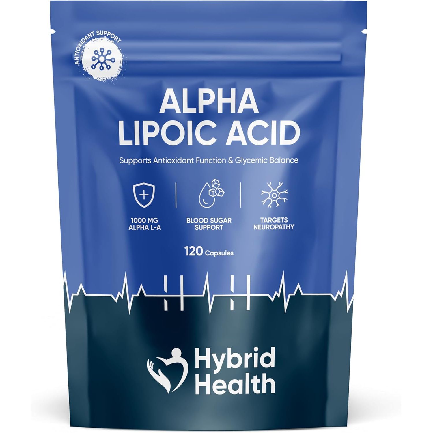 Hybrid Health Alpha Lipoic Acid 1000 MG Supplement | 120 High Strength ALA Capsules | Free from Artificial Preservatives | Vegan Non-Gmo | 2 Months Supply