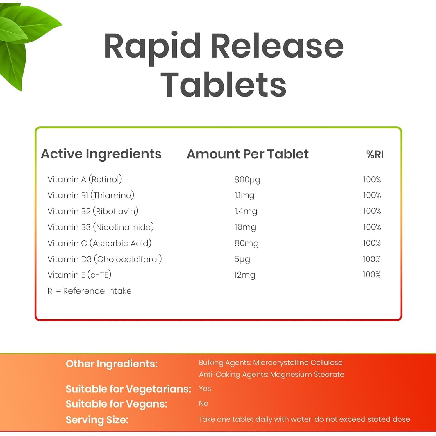 Red Label Health Multivitamin 360 Tablets (1 Year Supply) for Men & Women High Strength Multi Vitamins Supplement for Immune Support & Wellbeing, One a Day Multivitamins