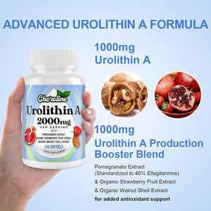 Urolithin a Supplement 2000Mg - 120 Softgels 60-Day Supply - Enhanced with Pomegranate, Strawberry, and Walnut Extracts - for Mitochondria, Energy, Antioxidants & Cellular (120 Count (Pack of 1))
