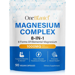 Magnesium Glycinate Supplements 8-In-1 Magnesium Complex Capsules – 1000Mg per Serving with Glycinate, Citrate & Malate Supports Muscles, Nerves & Energy – 90 Vegan Capsules