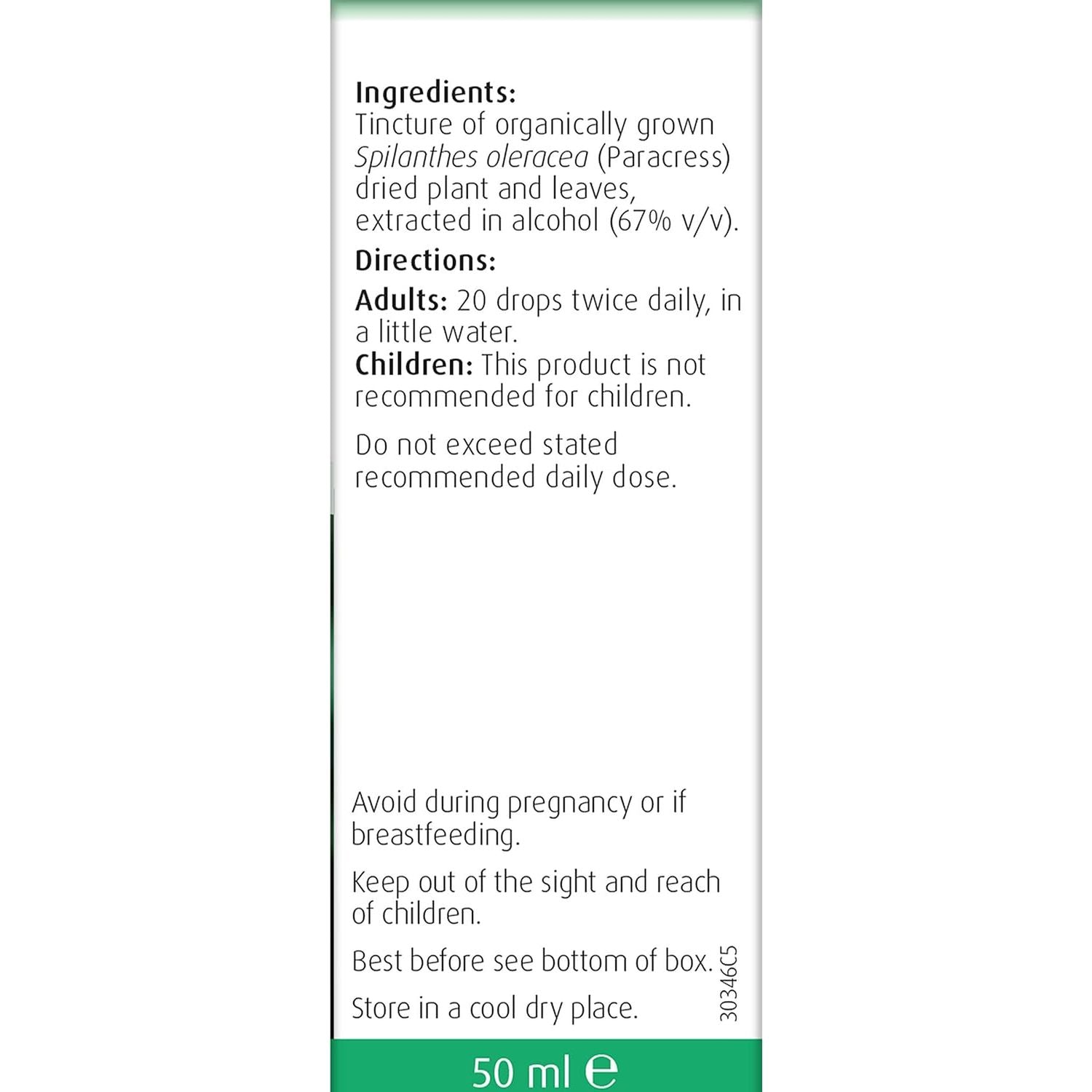 A.Vogel Spilanthes Paracress Drops | Extract of Organically Grown Spilanthes Oleracea | Suitable for Vegans | 50Ml