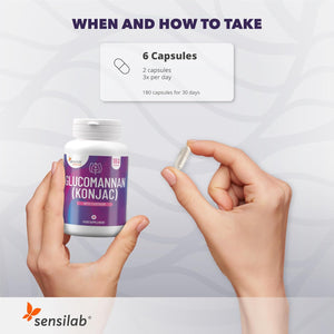 Glucomannan (Konjac) 3000 Mg High Dose Capsules with Chromium, Vegan, Additives Free, Allergen Free, Non-Gmo, 180 Capsules by Sensilab Essentials