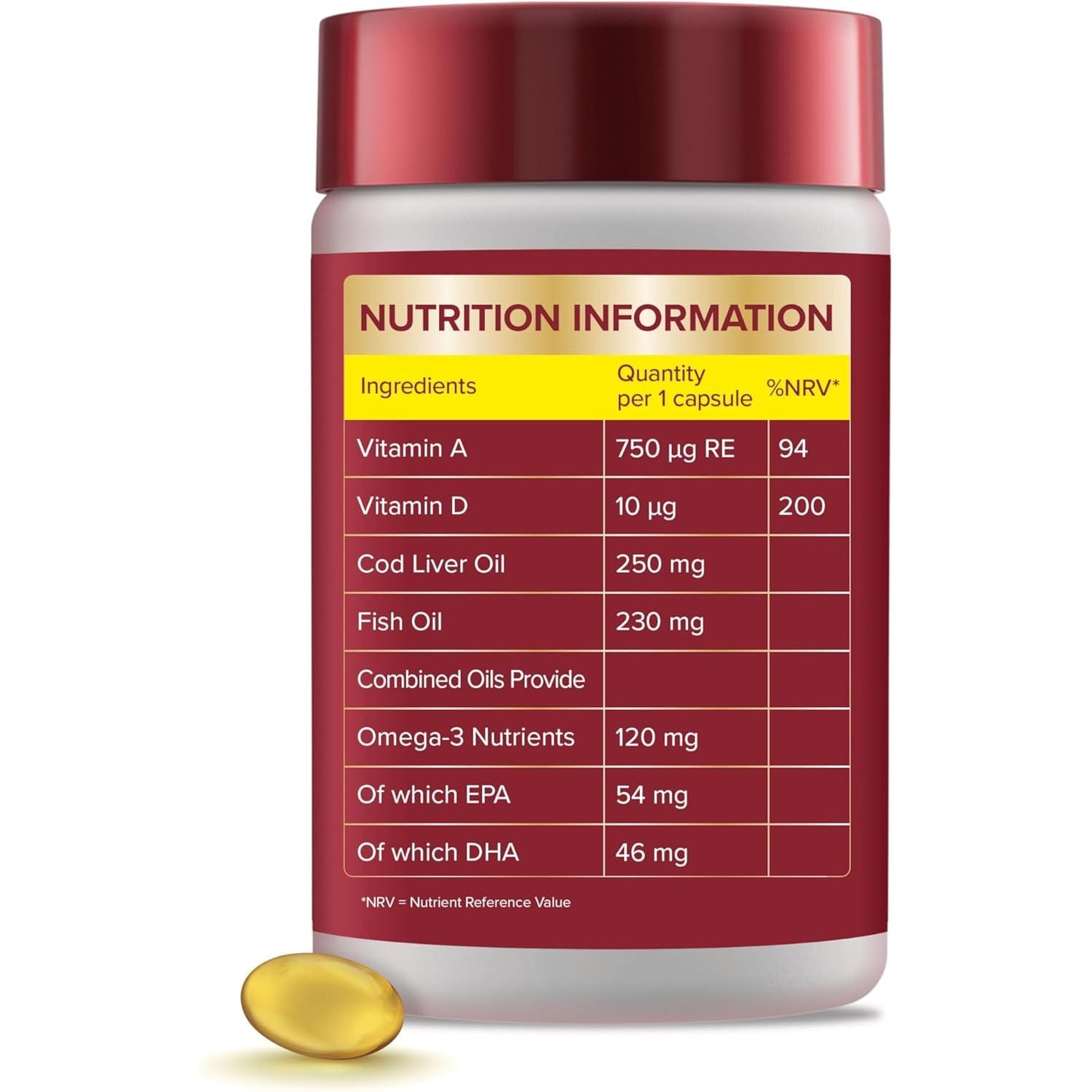 Seven Seas Cod Liver Oil One-A-Day Omega-3 Fish Oil and Vitamin D, 60 Capsules, 2 Months Supply