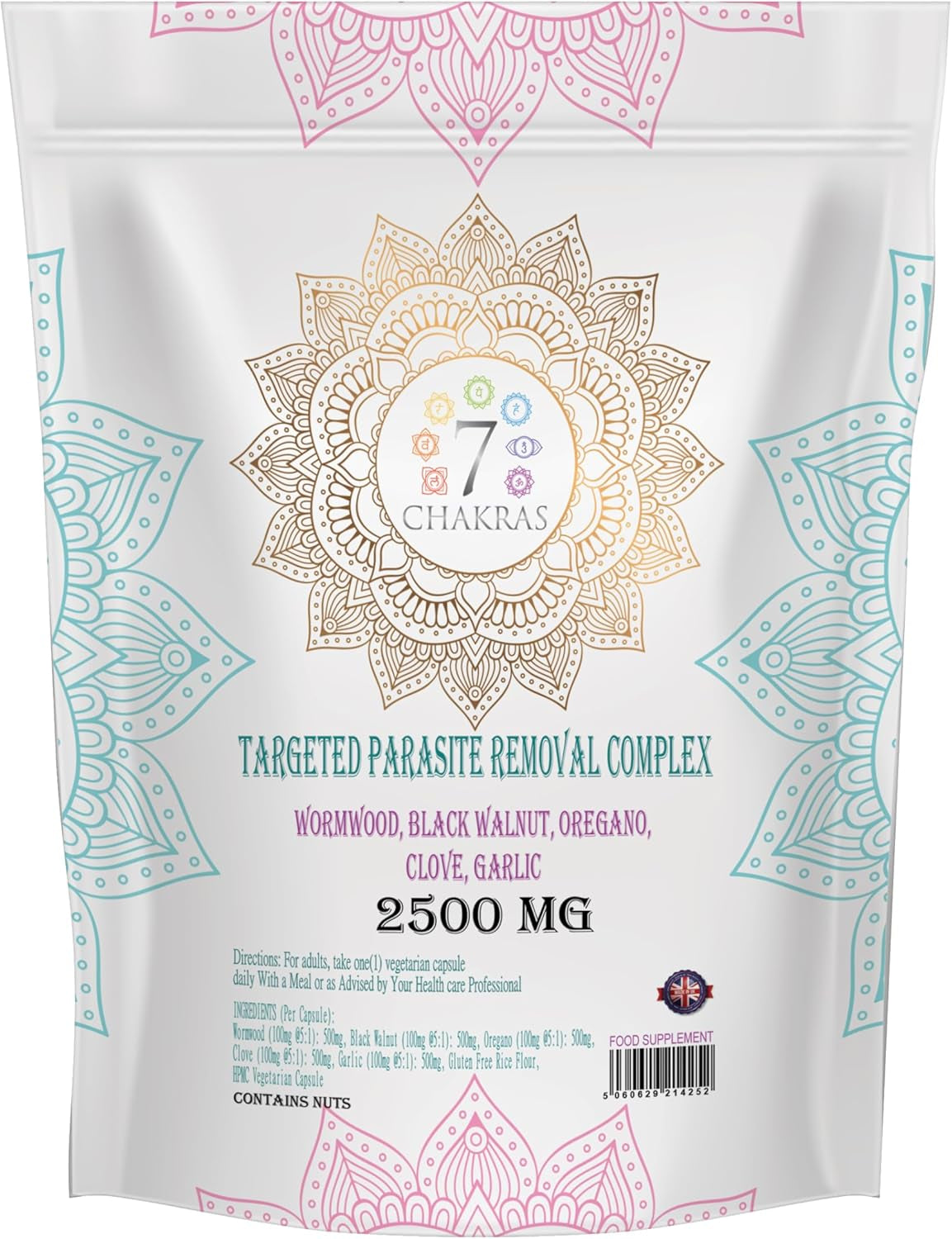 7C Wormwood Parasite Capsules | 60 Wormwood Black Walnut Capsules - 500Mg Worm Wood Herb & 500Mg Black Walnut per Serving with Oregano, Clove & Garlic | Non-Gmo & Gluten Free | Made in the UK