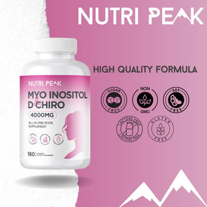 Max Strength Myo-Inositol & D Chiro | All in One PCOS Supplement | 4000MG | 180 Capsules | Hormone Balance for Women | Fertility Supplement for Women | Vegan & Gluten Free