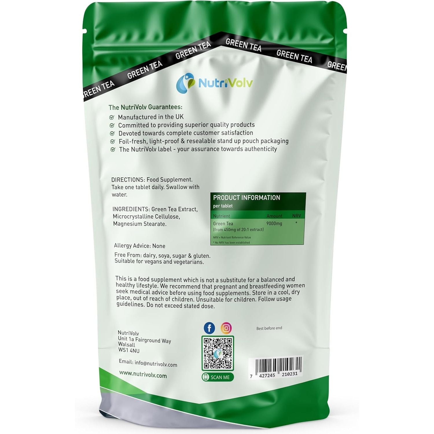 Green Tea Tablets Pure Vegan Weight Loss Pills 9000Mg Keto Diet Slimming Supplements for Men and Women Gluten-Free & Metabolism Booster — Pack of 120