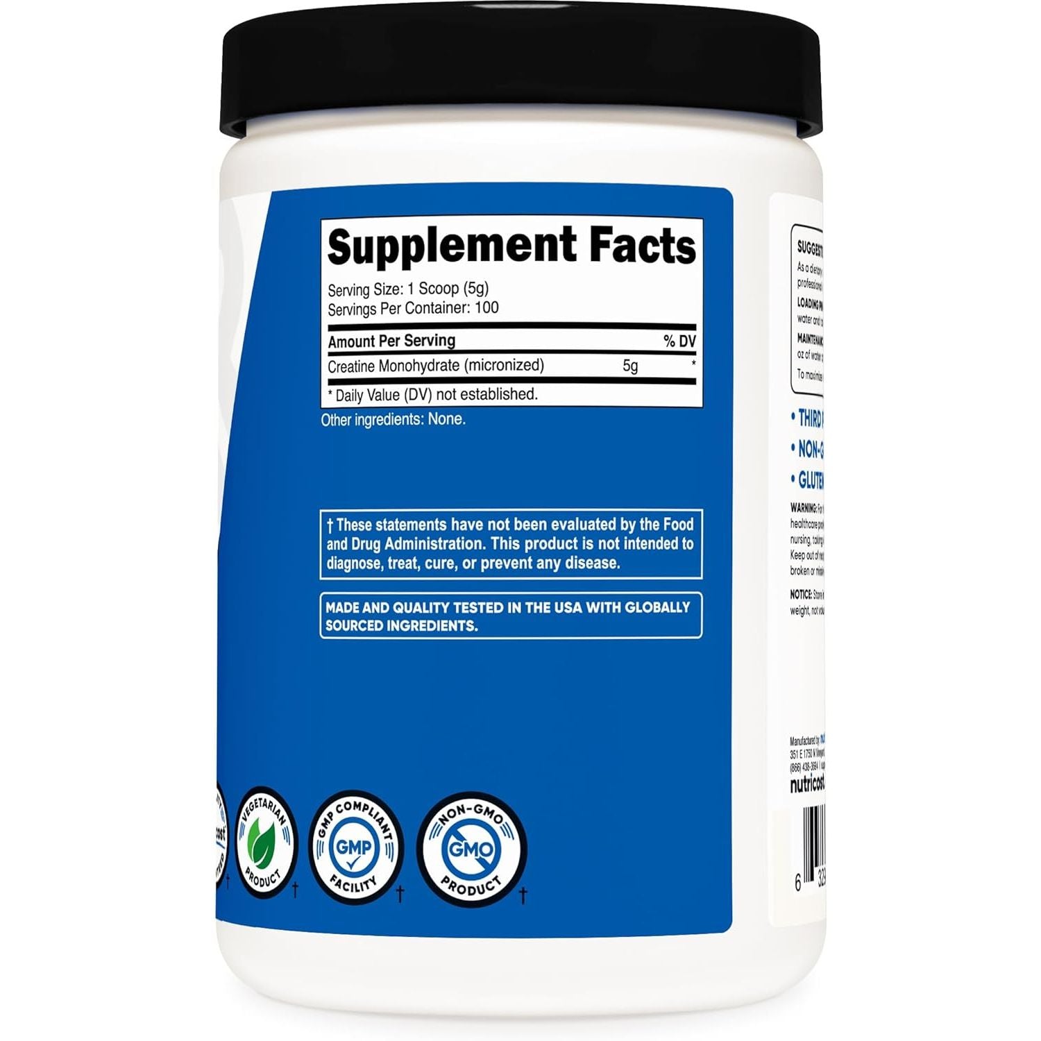 Nutricost Creatine Monohydrate Micronized Powder 500G, 5000Mg per Serv (5G) - 100 Servings for Endurance, Muscle Growth, Athletic Performance and Recovery