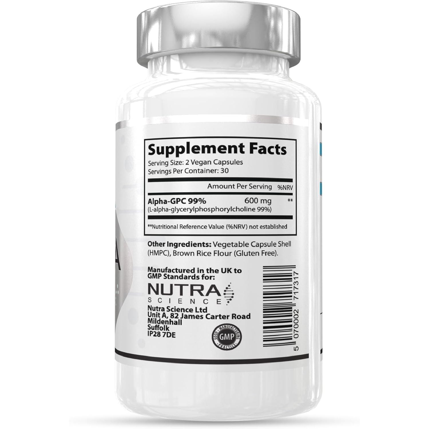 Alpha GPC 99% Concentration | High Purity Alpha GPC Nootropics Brain Support Supplement 600Mg | 60 Vegan Capsules