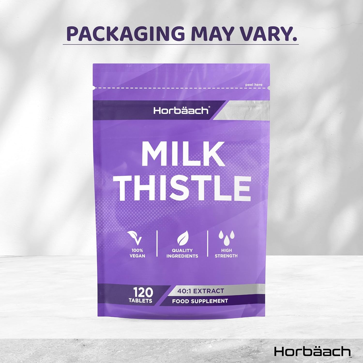 Milk Thistle Tablets | High Strength 120 Vegan Tablets | Silybum Marianum Extract | Recyclable & Resealable Pouch | by Horbaach