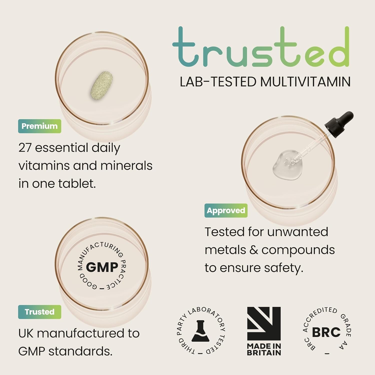 High Strength Multivitamins with Iron & Minerals | 400 Vegan Multivitamin Tablets for Women, Multivitamin Tablets for Men | 100% of All Vitamins | Adult Multi Vitamin | Vitabright Vitamin Supplements