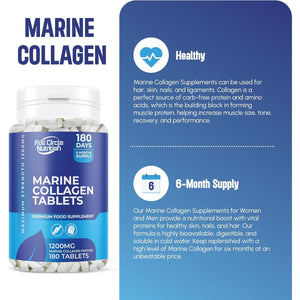 Marine Collagen Tablets 1200MG - 2400MG - 180 Days Supply - Marine Collagen Supplement