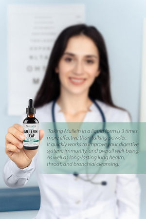 Nutroliq Mullein Leaf 50:1 Extract Drops - Vegan, Non-Gmo Supplements for Lung Cleanse and Respiratory Health, Digestive Wellness, Sound Sleep Support - Fast Absorption Tincture - 60Ml, 2 Month Supply