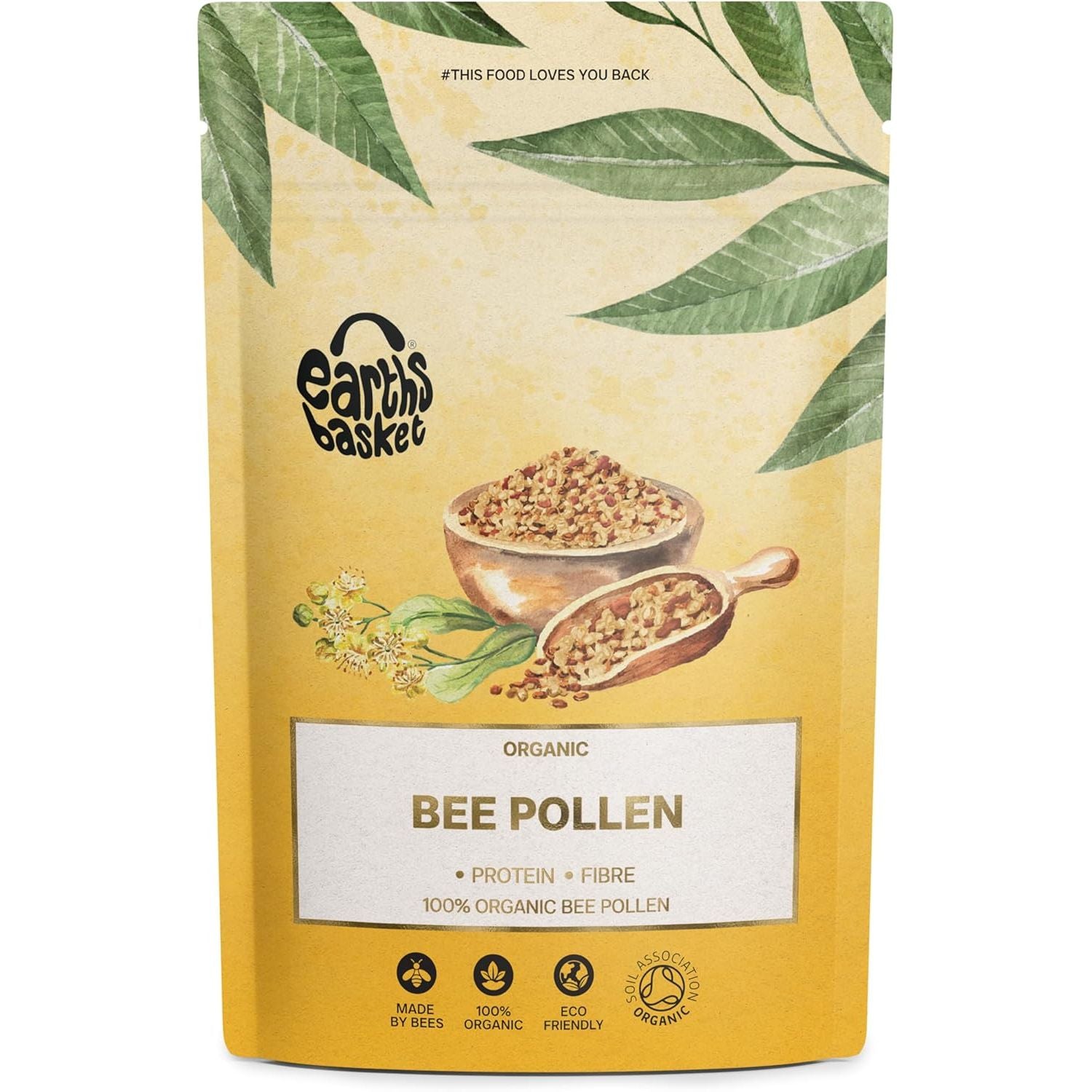 Earths Basket Organic Bee Pollen Granules - Spanish, Raw & Ethically Harvested - 75G in Recyclable Packaging - Healthy Immunity Support - Free from Any Artificial Additives