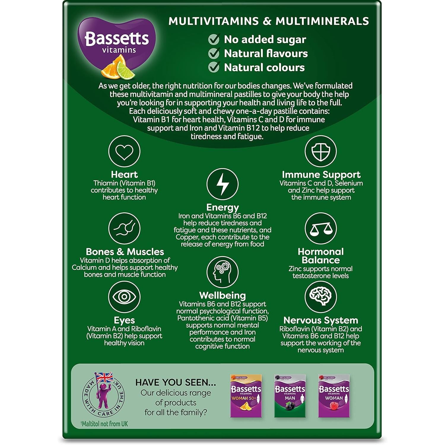 Bassetts Vitamins Man 50+ Multivitamins & Multiminerals Orange & Lime Flavour 30 Gummy Pastilles