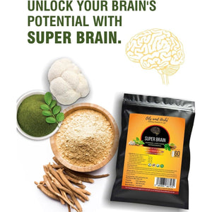 Super Brain- Moringa with Ashwagandha Lion Mane Mushroom 8600Mg- 100% Natural- No Added Fillers or Binders- Boost Your Brainpower and Enhance Mental Clarity