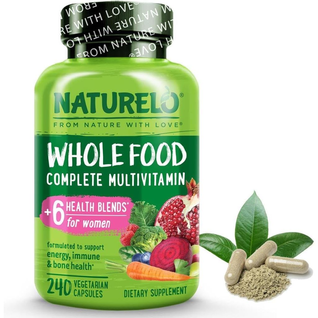 NATURELO Whole Food Multivitamin for Women - with Natural Vitamins, Minerals, Botanical Blends - Complete All-In-One Supplement for Energy, Brain, Eye Health - 240 Vegan Capsules | 2 Month Supply