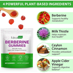 Berberine Gummies,Berberine Supplement,Berberine Complex Gummies for Metabolism, Energy, Gut Health, Fasting & Body Mass Control