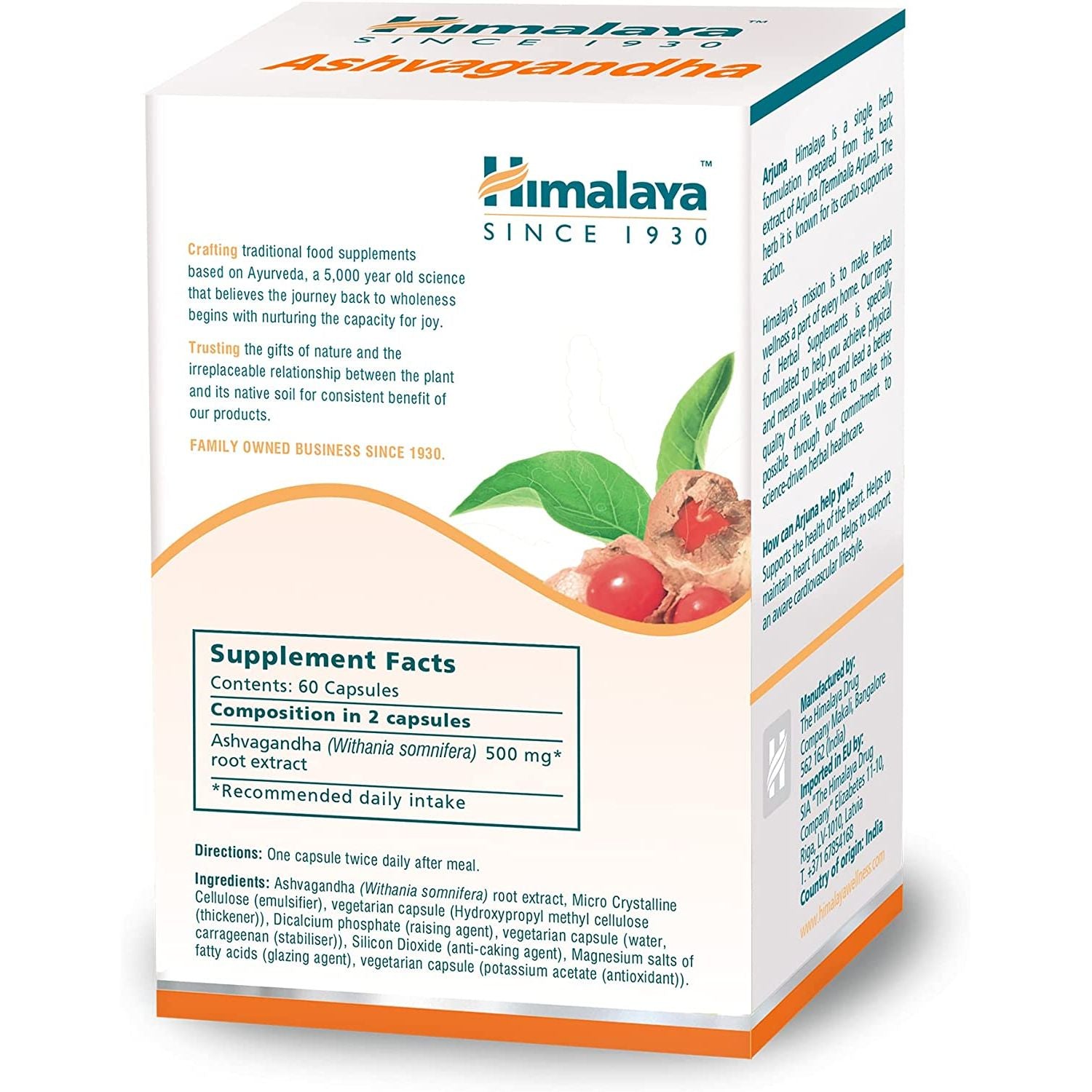 Himalaya Herbals Pure Herbs Ashvagandha Herbal Food Supplement | Helps Maintain a Healthy Balance and Healthy Sleep | Supports in Stress, for Daily Dose of Energy - 60 Vegetarian Capsules