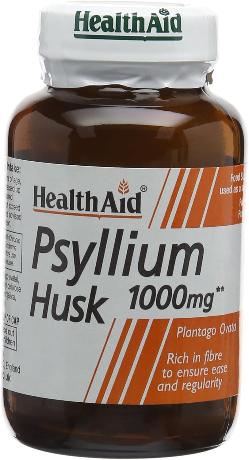 Healthaid Psyllium Husk, Fibre, 1000Mg 60 Vegan Capsules