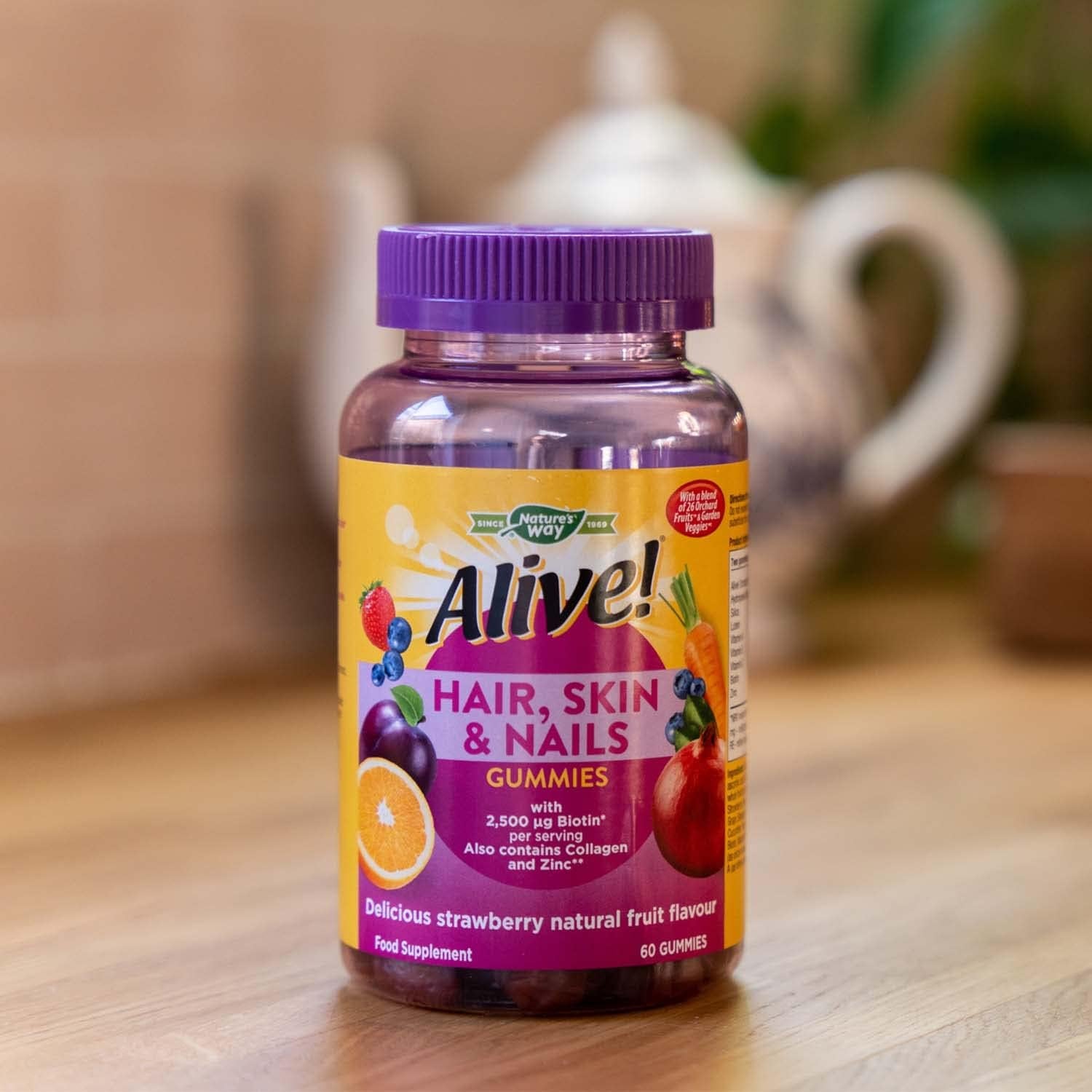 Alive! Hair, Skin & Nails Supplement | Contains 2,500Mcg of Biotin | 60 Gummies (1 Month Supply) | Delicious Multivitamin Gummies to Nourish Your Hair, Skin & Nails.