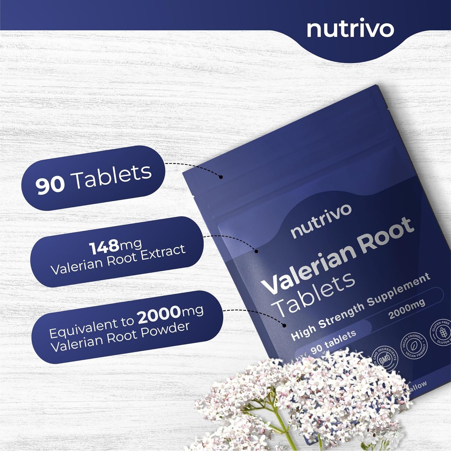 Valerian Root Tablets - 90 Tablets | Good Alternative to Valerian Root Capsules, Valerian Tincture or Valerian Drops | Vegan & UK Made