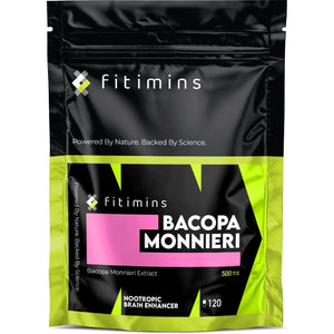 Bacopa Monnieri 500Mg | Cognitive Nootropic Supplement | 120 Vegan Capsules | 4-Month Supply | Uk-Made Supplement | Enhance Learning, Increase Focus & Improve Memory | Fitimins