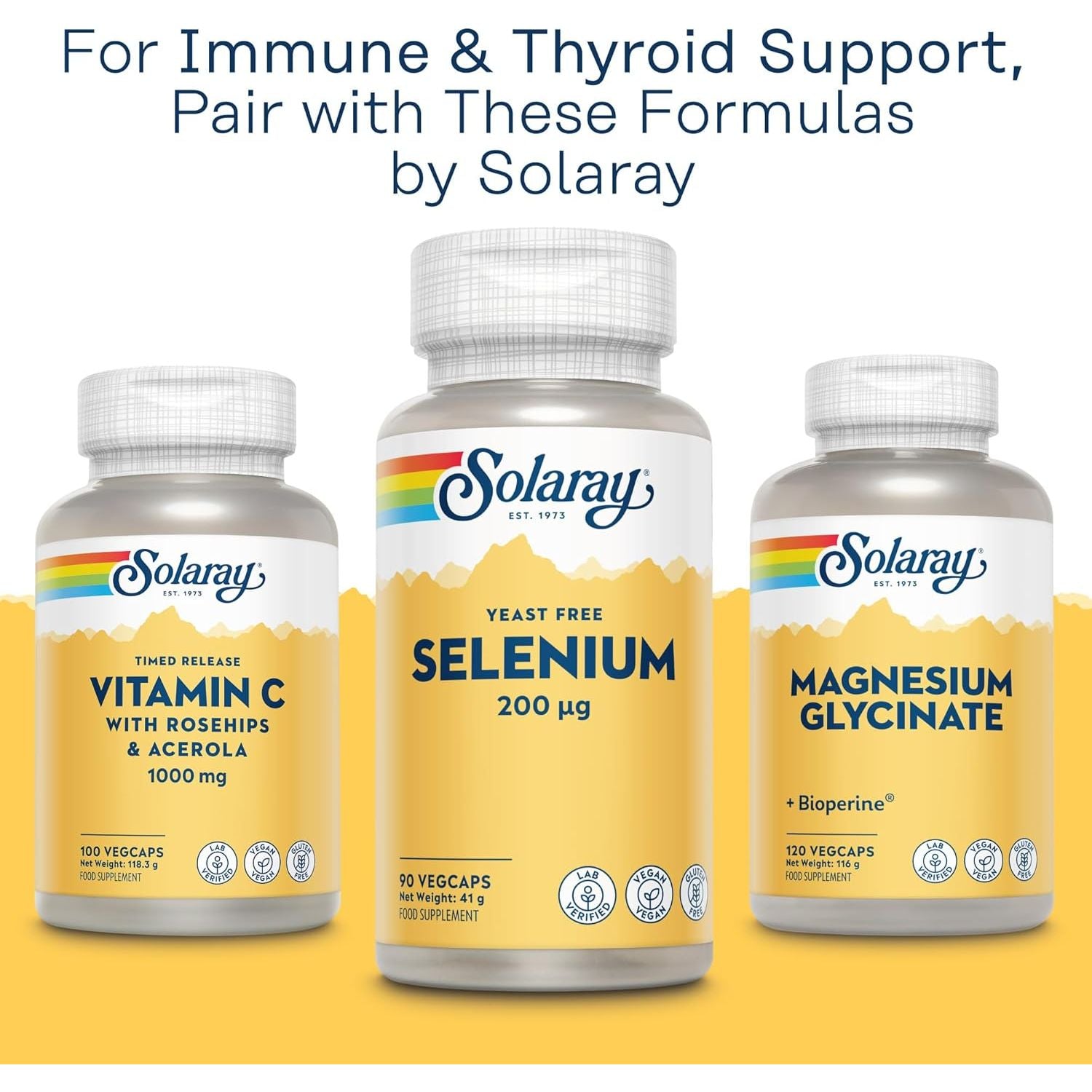 Selenium 200Mcg - 90 Vegan Capsules - High Strength Selenium Supplement for Men and Women - L-Selenomethionine - Lab Verified - Solaray