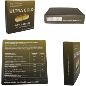 3 X Ultra Gold High Strength Capsules with Delay, 100% Herbal Sexual Support Supplement for Men! Stamina, Libido, Endurance Support