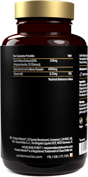 Lion'S Mane Limitless | 4000Mg per Serving | Supports Mental Performance & Energy | 12:1 Extract | 60 Capsules - Protein Works