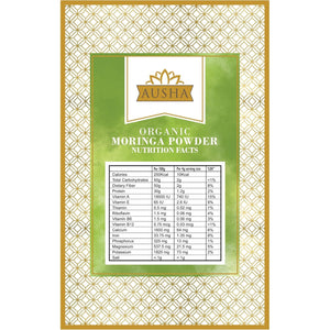 Ausha Organic Moringa Powder 100 G - UK Certified Organic by Soil Association - Oleifera Leaf - Source of Protein, Amino Acids, Antioxidants, Dietary Fibre, Vitamins & Minerals
