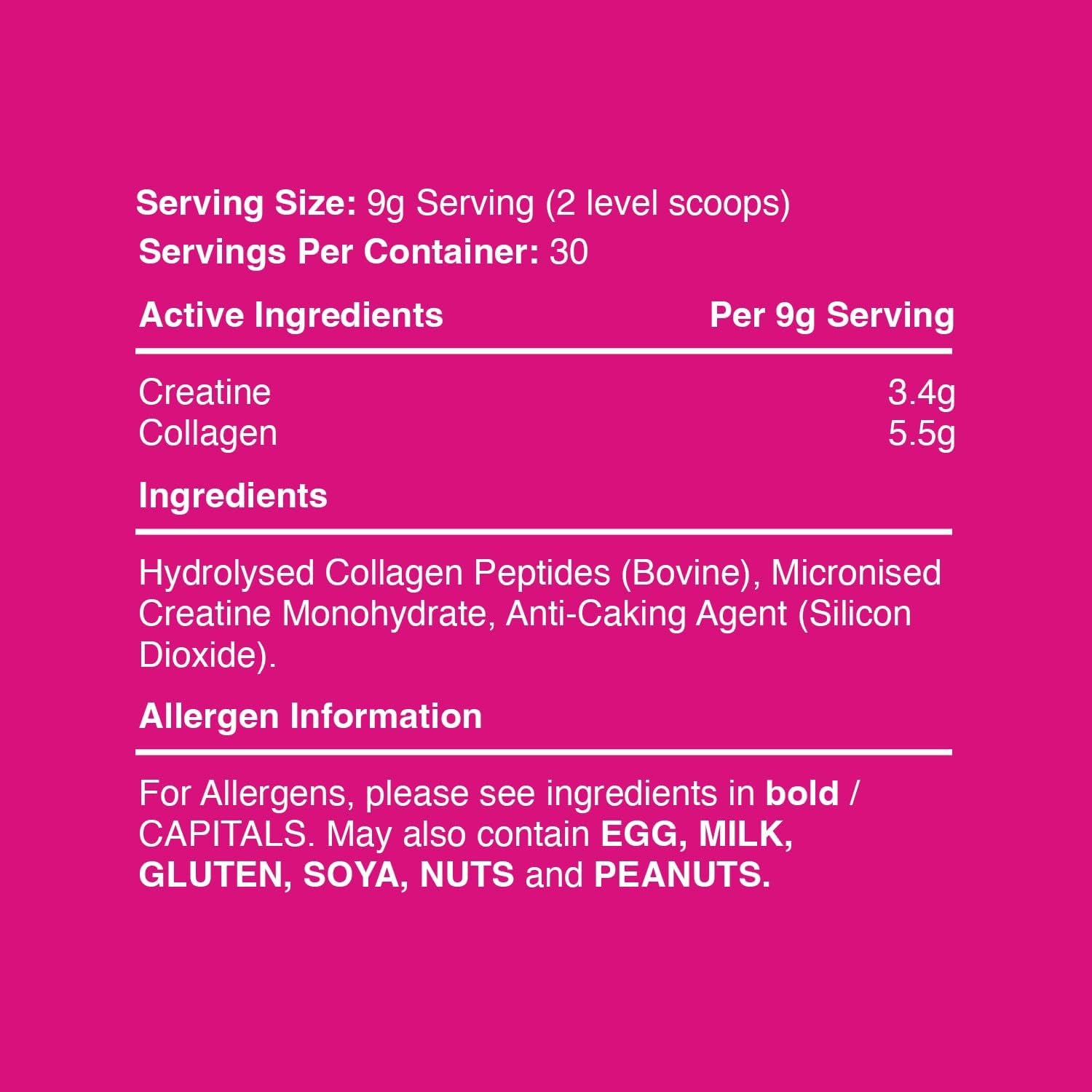 Warrior Creatine Monohydrate + Collagen Powder 270G - Pure Hydrolysed Peptides (Bovine) - Supports Muscle Recovery - Workout Supplement for Women and Men (Not Tablet) - 30 Servings (Unflavoured)