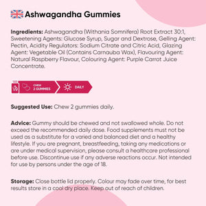 Ashwagandha Gummies 1200Mg - 120 Gummies - 2 Months Supply - Tasty Natural Raspberry Flavour - 2 per Day - Ashwagandha Root Extract Supplement - Vegan, Non-Gmo, Gluten-Free & Travel-Friendly