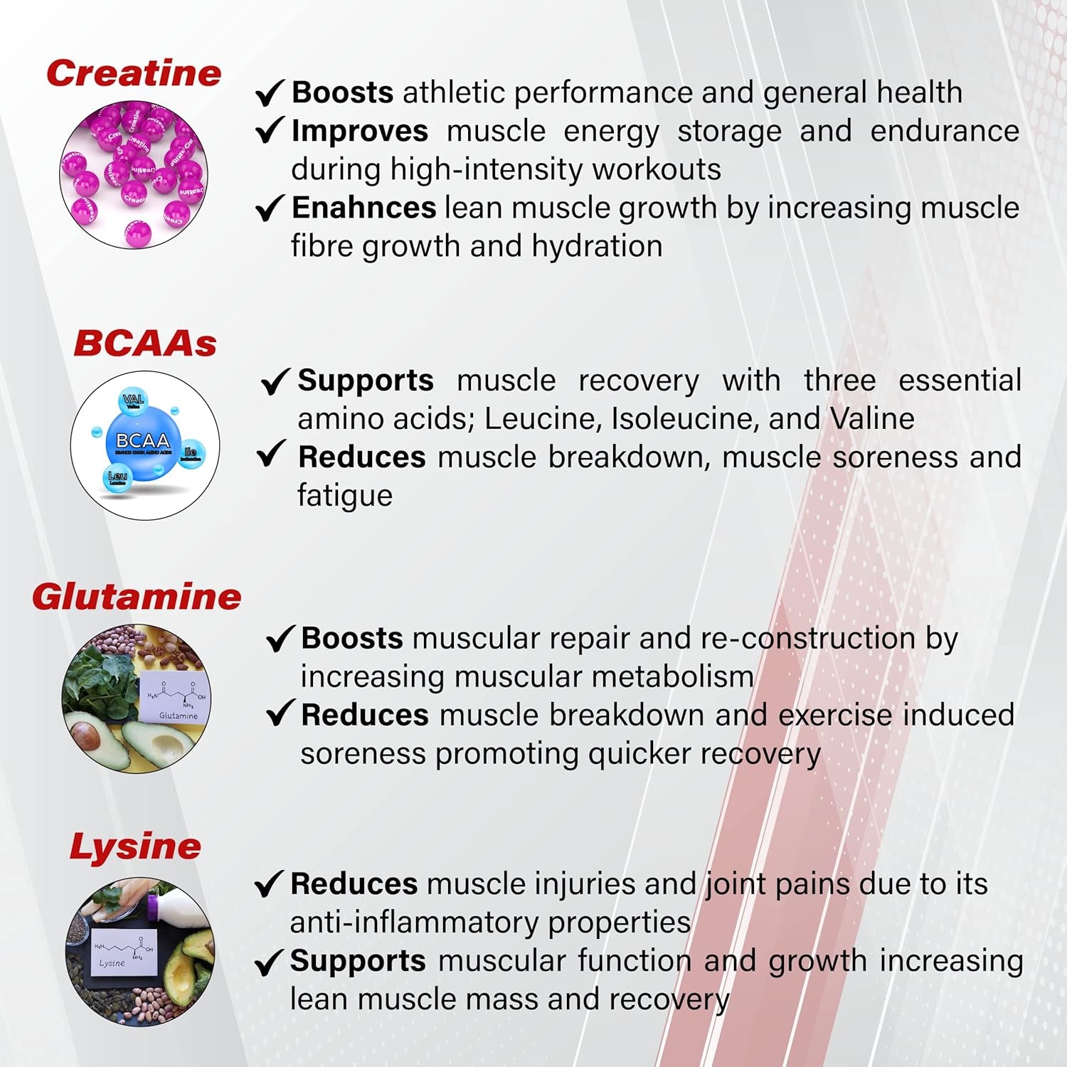 Muscleboost Gummies – Creatine, Bcaas, Glutamine & Lysine – Muscle Growth, Recovery & Endurance Support – Vegan, Sugar-Free, Strawberry Flavour – 60 Chewable Gummies for Adults