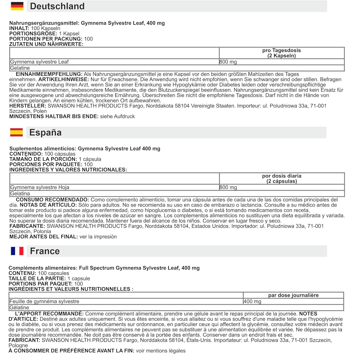 Swanson - Gymnema Sylvestre | Traditional Ayurvedic Leaf Extract for Sugar & Appetite Balance | 400Mg per Capsule - 100 Capsules