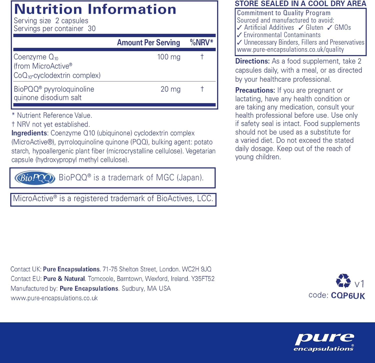 Pure Encapsulations Coq10 – SR with PQQ - Protects from Oxidative Stress, Supports Immune System - 60 Capsules