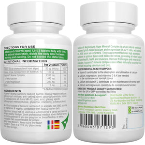 High Absorption Algae Calcium & Magnesium Supplement, plus Vitamin D, K2 & Boron, Clean Label & Plant Based, Non-Gmo Algae Mineral Complex for Bone & Teeth Support, Vegan, 60 Tablets, by Igennus