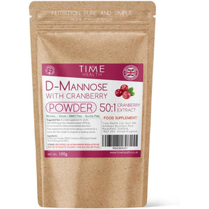D Mannose & Cranberry Powder - Urinary Tract Cleanse & Bladder Care - Extra Strength 50:1 Cranberry Extract / 25% Anthocyanins - UK Made - GMP Standards - Vegan (100G Powder)