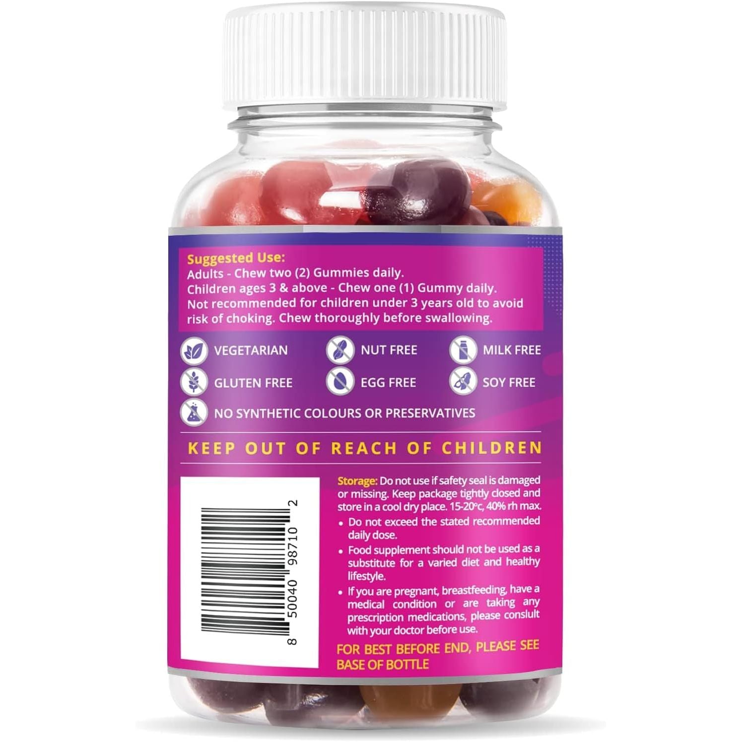 Belive Probiotic Gummies - Probiotics with 5 Billion Cfus for Digestive Health, Men, Women & Kids - for Immune Support, Sugar Free & Vegan | 60 Ct – Blueberry, Strawberry & Orange (60 Count)