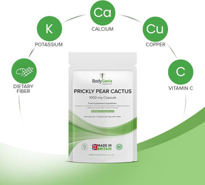 Bodygenix Prickly Pear Cactus Capsules - 1000Mg Digestive Health Immune System anti Inflammation Support Natural Dietary Supplement - 120 Capsules 4 Month Supply