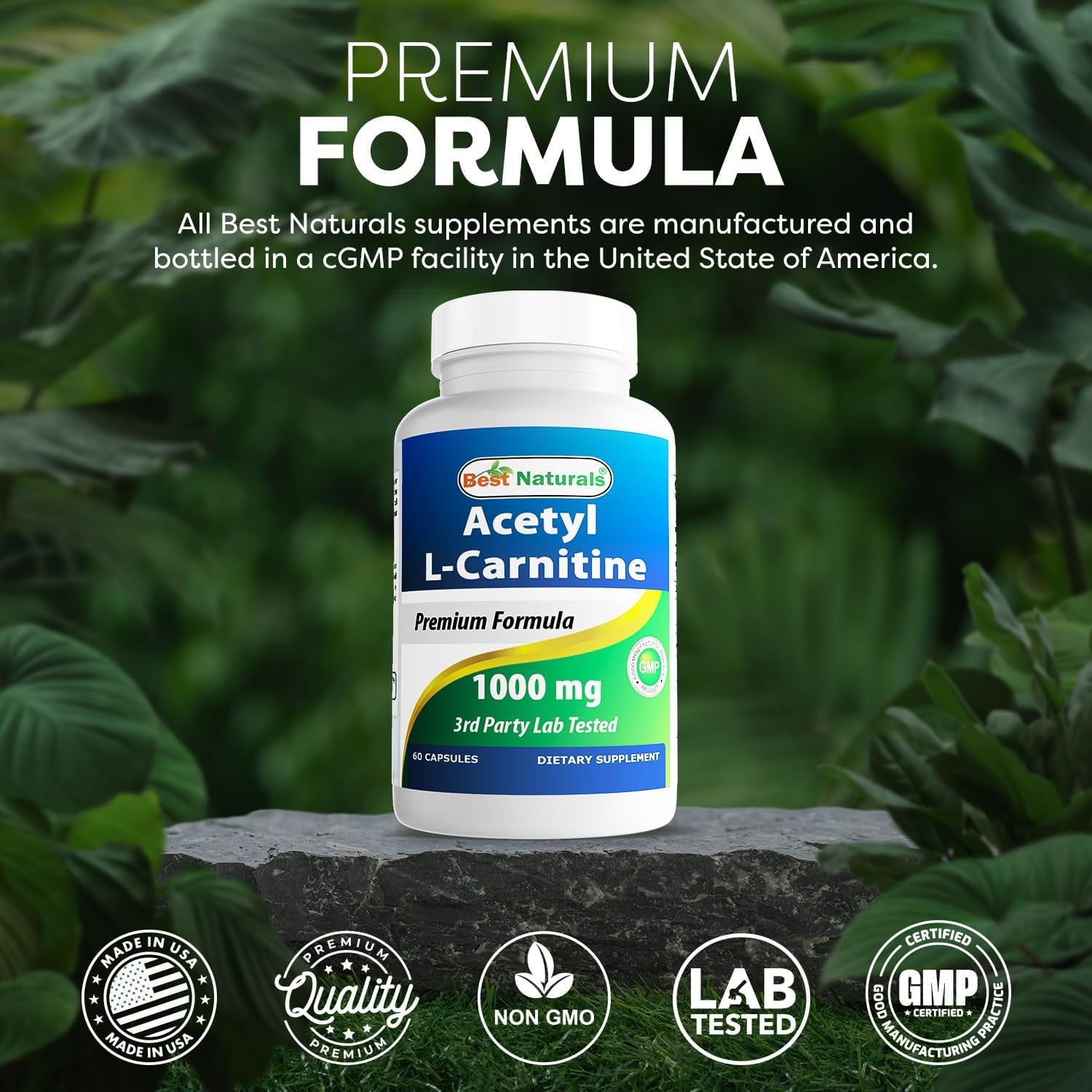 Best Naturals Acetyl L-Carnitine 1000 Mg 60 Capsules
