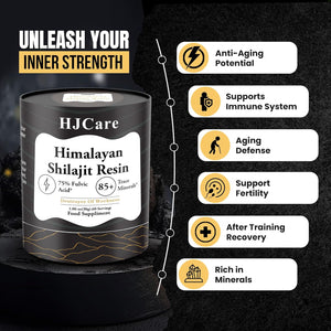 HJCARE Himalayan Shilajit Resin 30G - 100% Pure Gold Grade for Men & Women, 60 Servings for Energy Boost & Immune Support, 75%+ Fulvic Acid & Vitality Booster